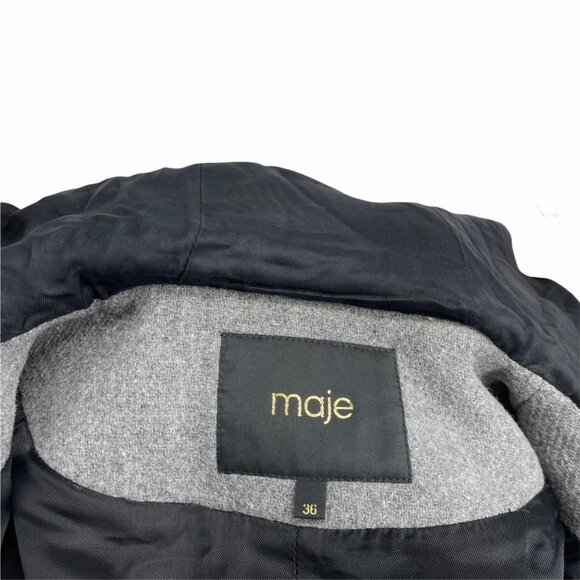 Maje designer coat Gray wool coat 36 small - Picture 7 of 9